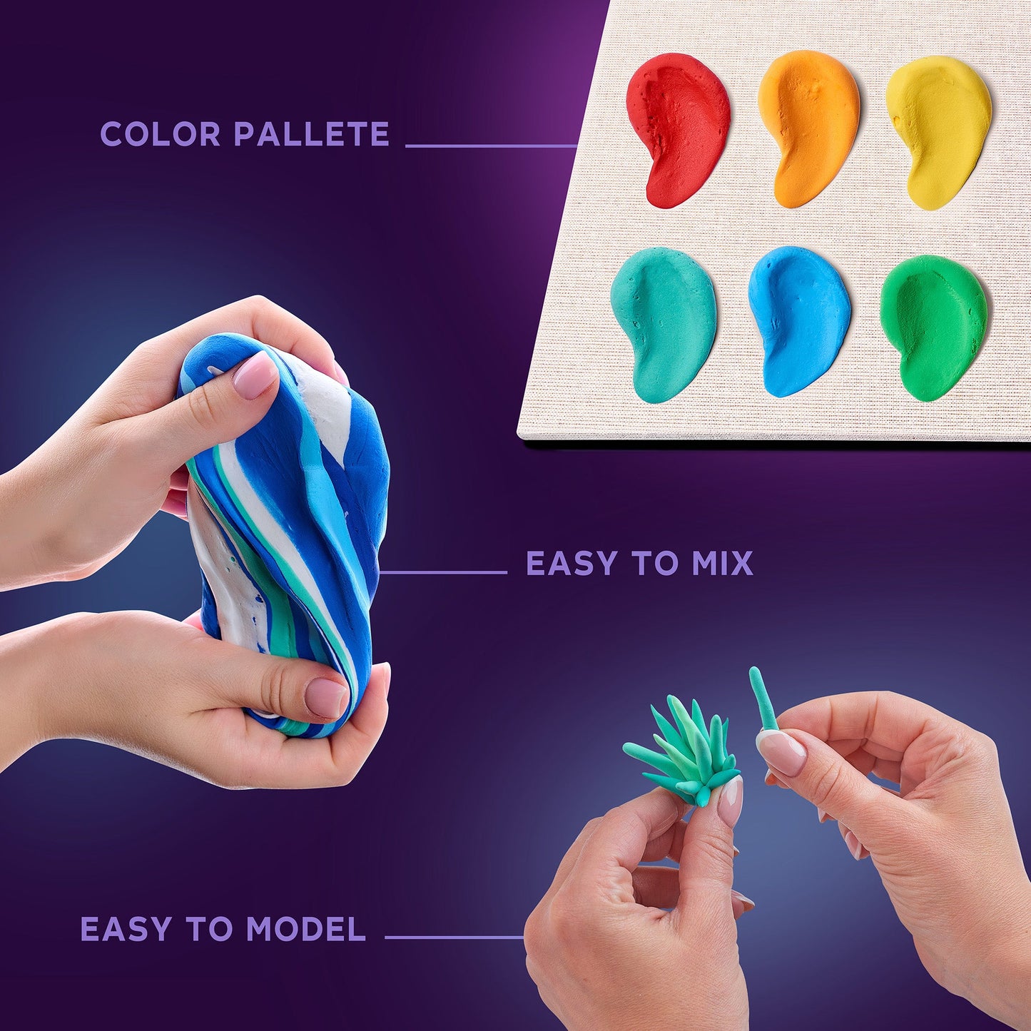 OKTO Air-Dry Clay 3D Painting Kit – Mood Ocean Calm (8.3 x 8.3 in)