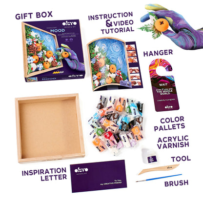 OKTO “Happiness” — Holiday Air‑Dry Clay in Wooden Frame (~8.3″) — Ages 14+