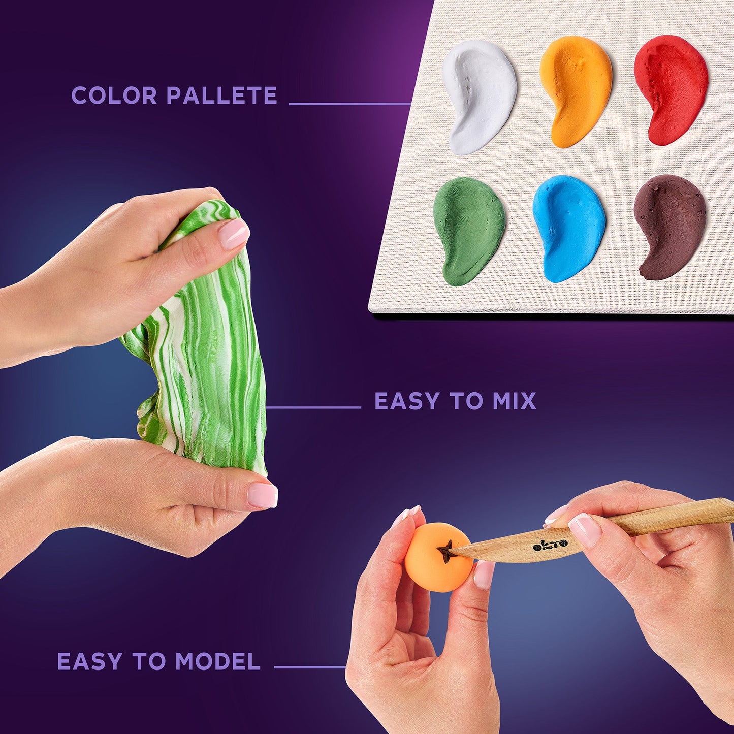 OKTO “Happiness” — Holiday Air‑Dry Clay in Wooden Frame (~8.3″) — Ages 14+