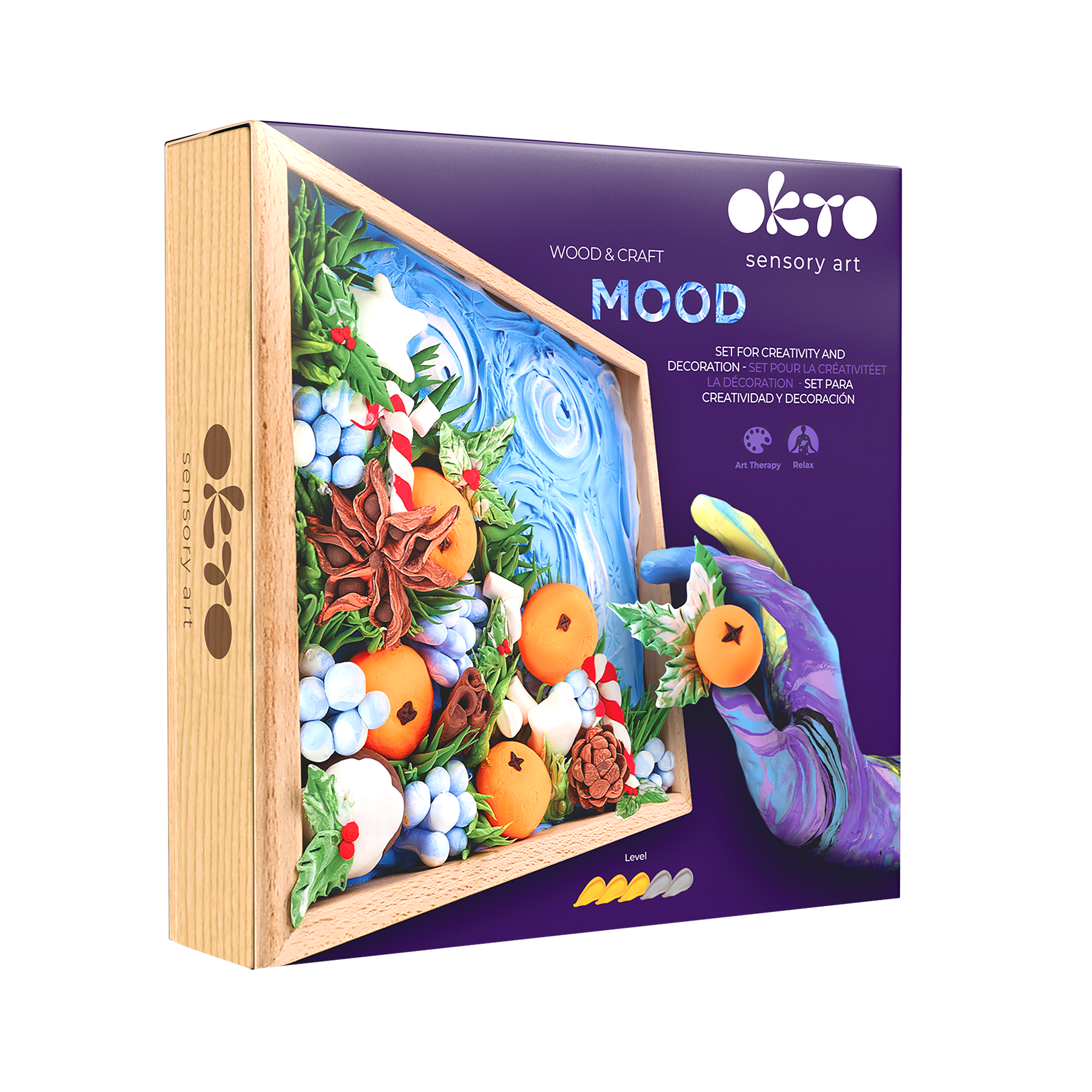 OKTO “Happiness” — Holiday Air‑Dry Clay in Wooden Frame (~8.3″) — Ages 14+