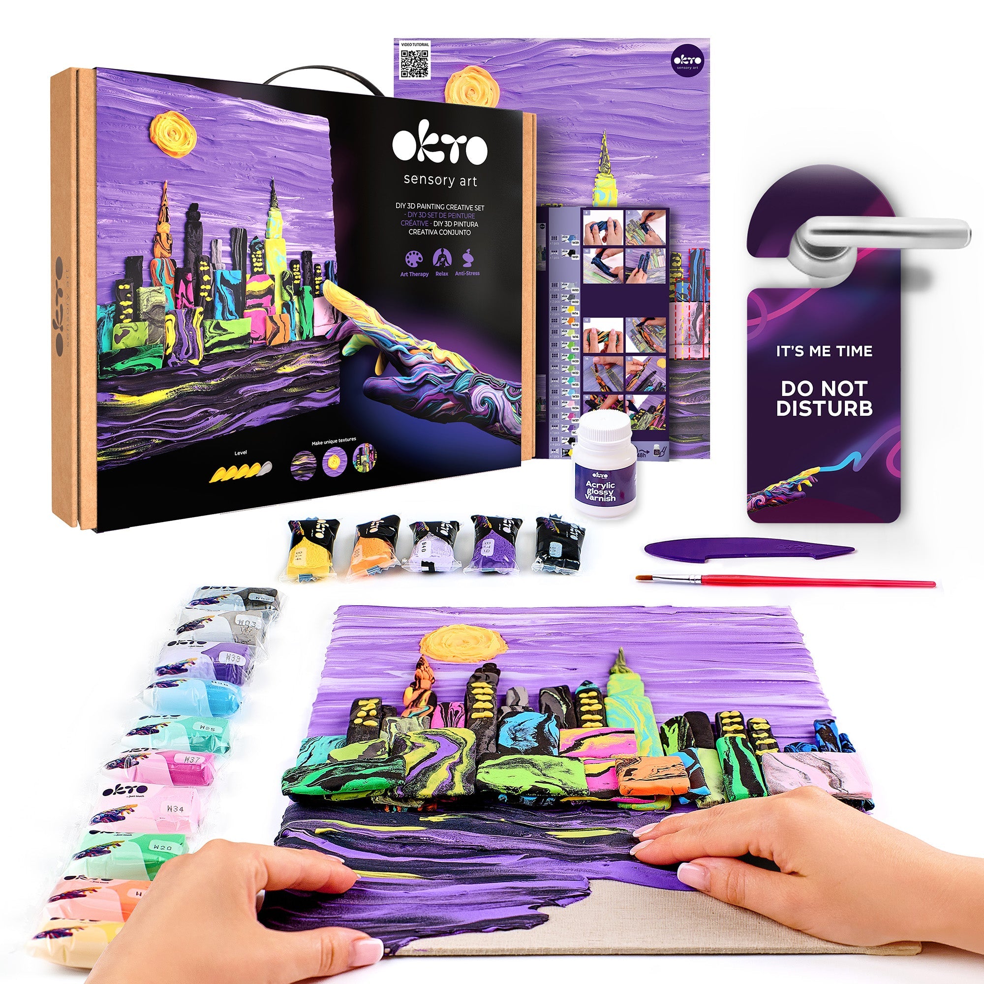 OKTO 3D Clay Painting — New York Skyline (≈16×12 in) — Ages 14+