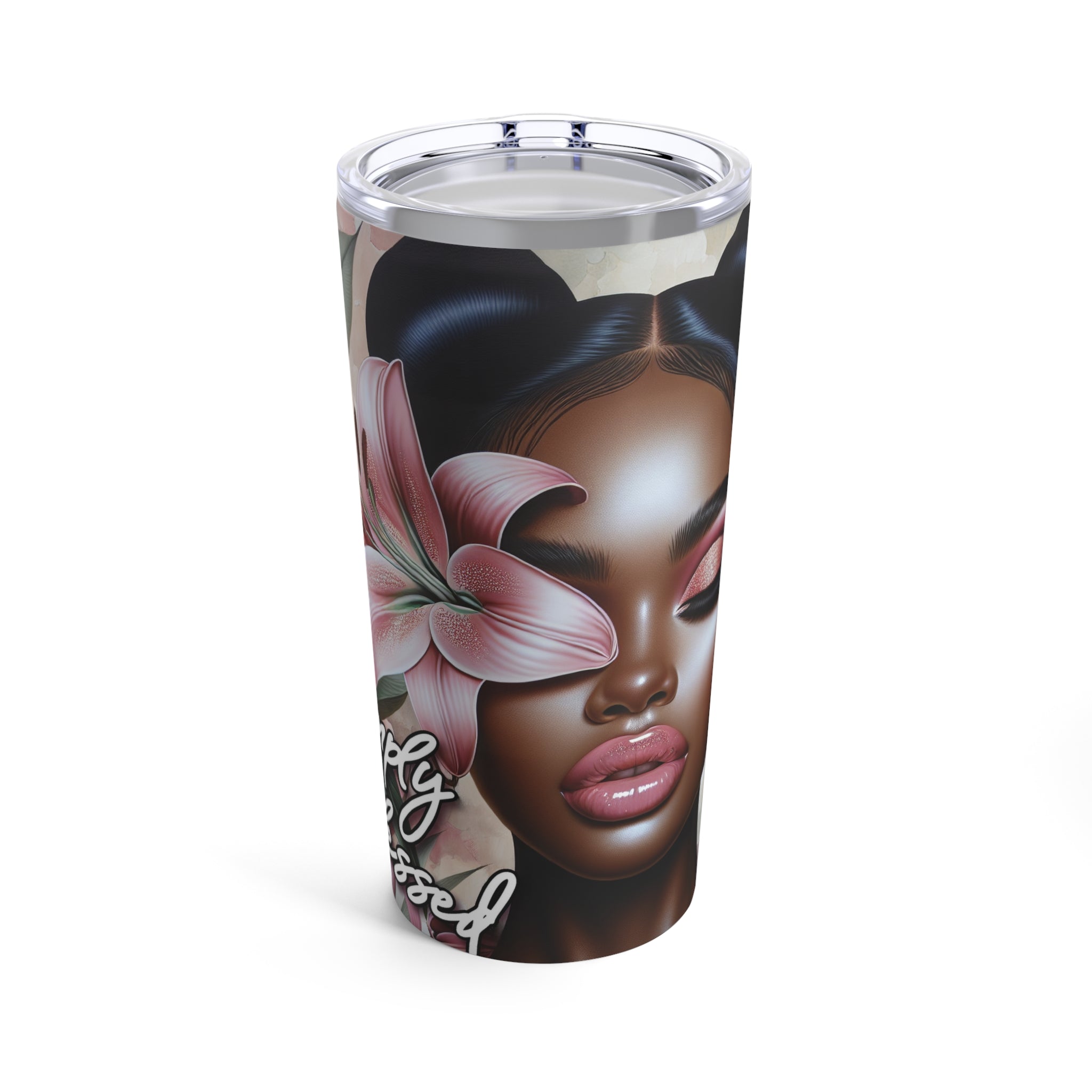 20oz Tumbler Simply Blessed African American Flowers