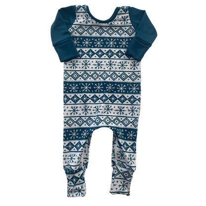 Snowflake Stripes Zip Romper