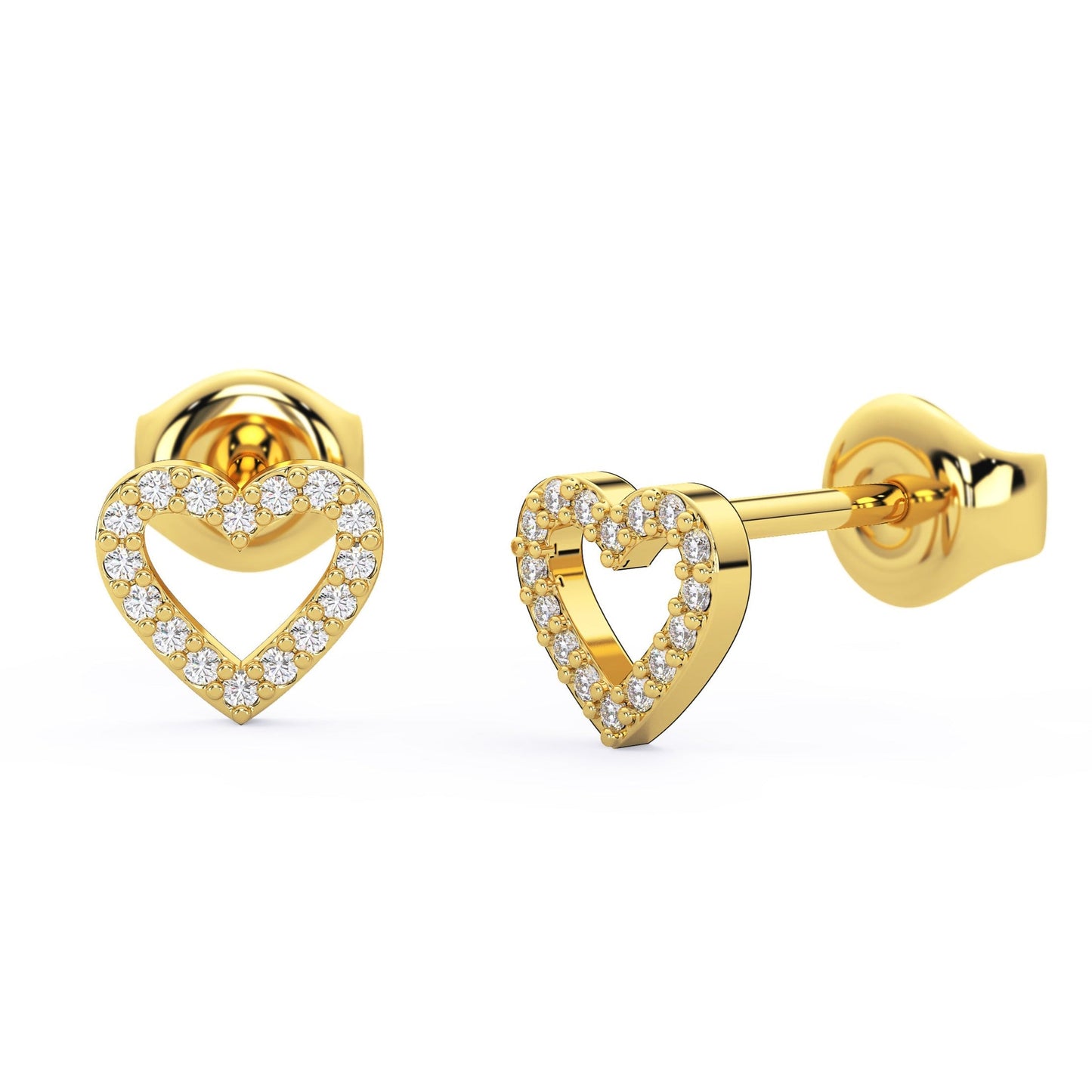 Dainty Diamond Open Heart Studs