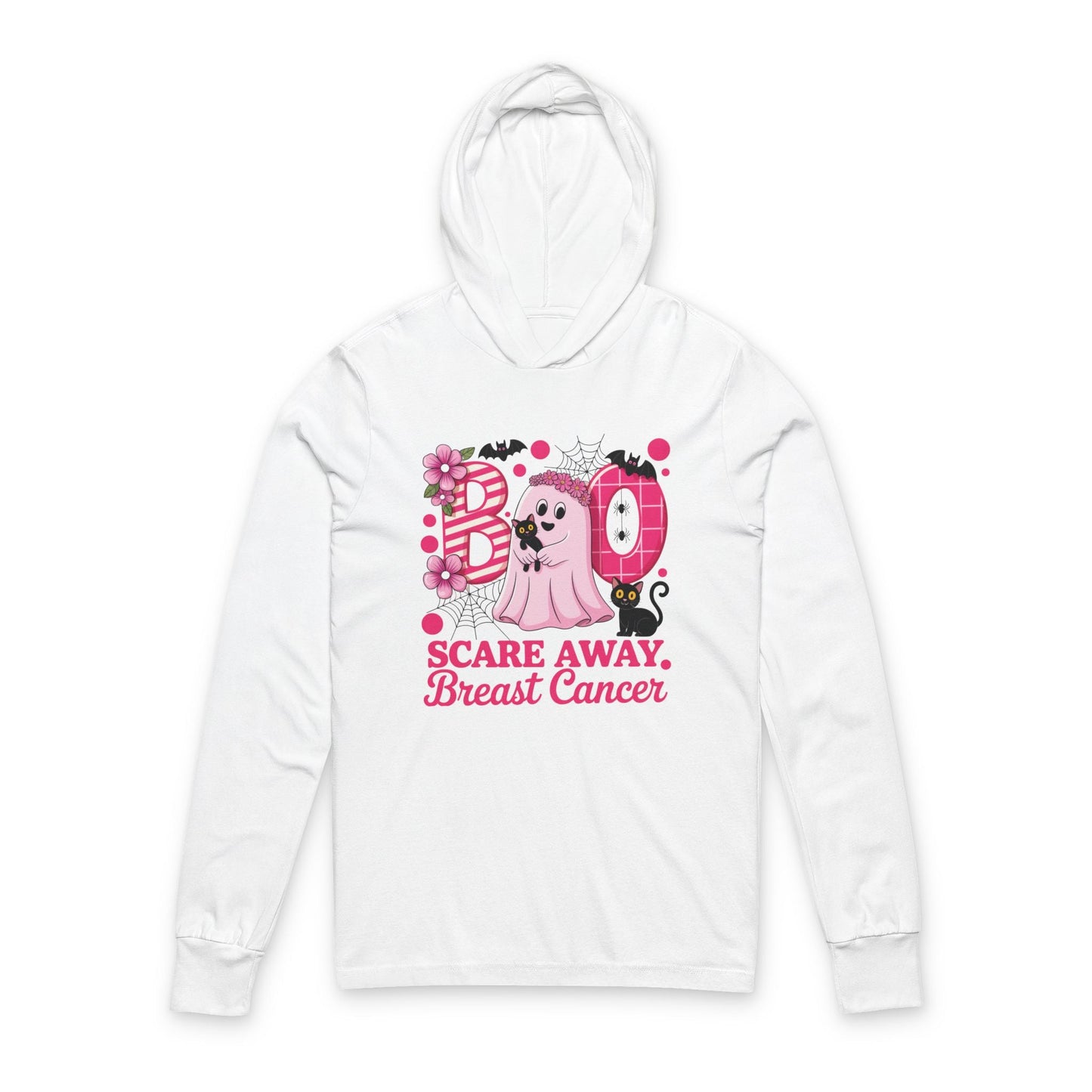 Boo Scare Away Breast Cancer Hoodie - Unisex Long Sleeve Tee, Awareness Shirt, Gift for Survivors, Halloween Apparel, Cancer Awareness [...]