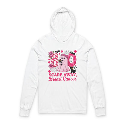 Boo Scare Away Breast Cancer Hoodie - Unisex Long Sleeve Tee, Awareness Shirt, Gift for Survivors, Halloween Apparel, Cancer Awareness [...]