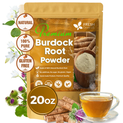 Burdock Root Powder,  Burdock Root Extract, 100% Natural & Pure from Burdock Root, Burdock Root Herbal Tea, No Additives, No Caffeine, Vegan