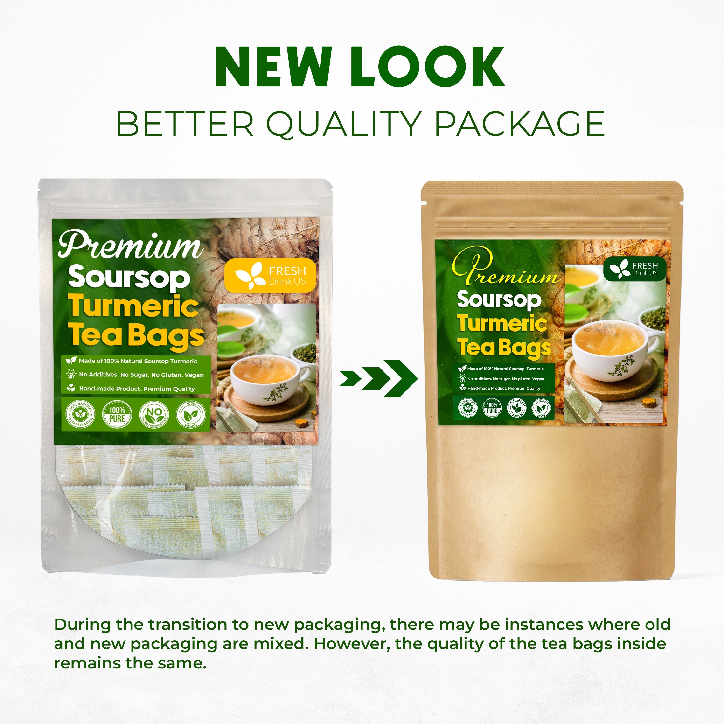 Premium Soursop Turmeric Tea Bags | Blend of Soursop Leaves, and Turmeric Root