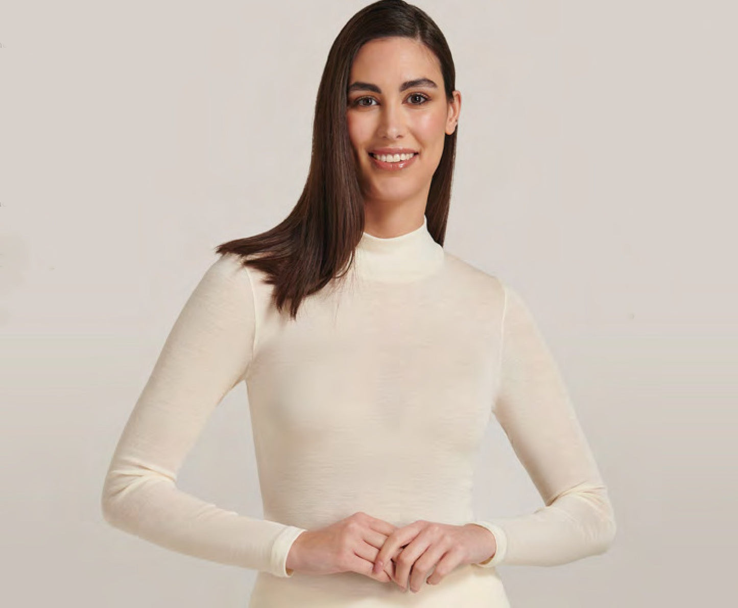 EGI ® Luxury Wool Silk (85% Wool 15% Silk) Mockneck Long Sleeve Top. Proudly Made in Italy. (1421)