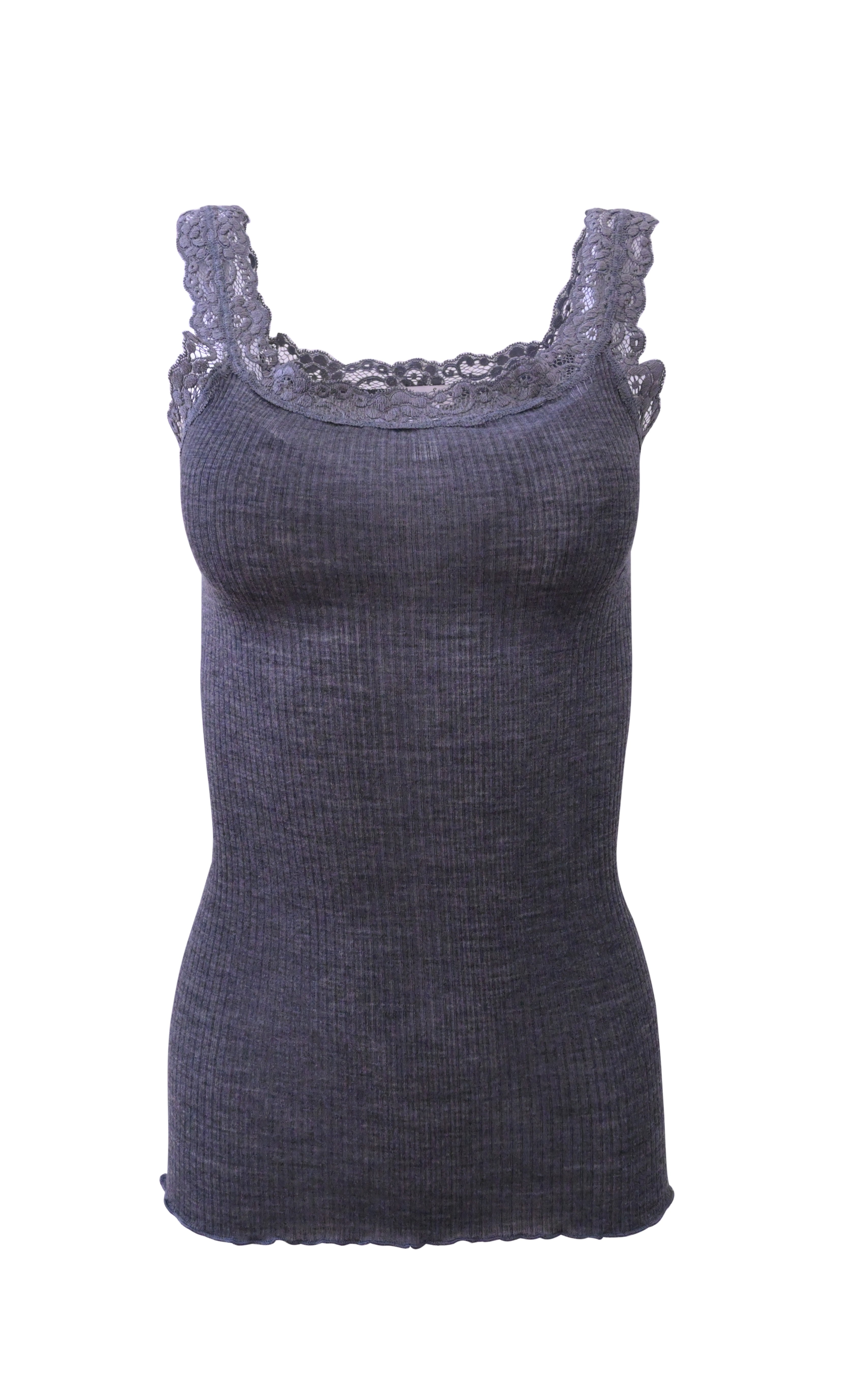 EGi Luxury Wool Silk Lace Trim Tank Top. Proudly Made in Italy (1491)