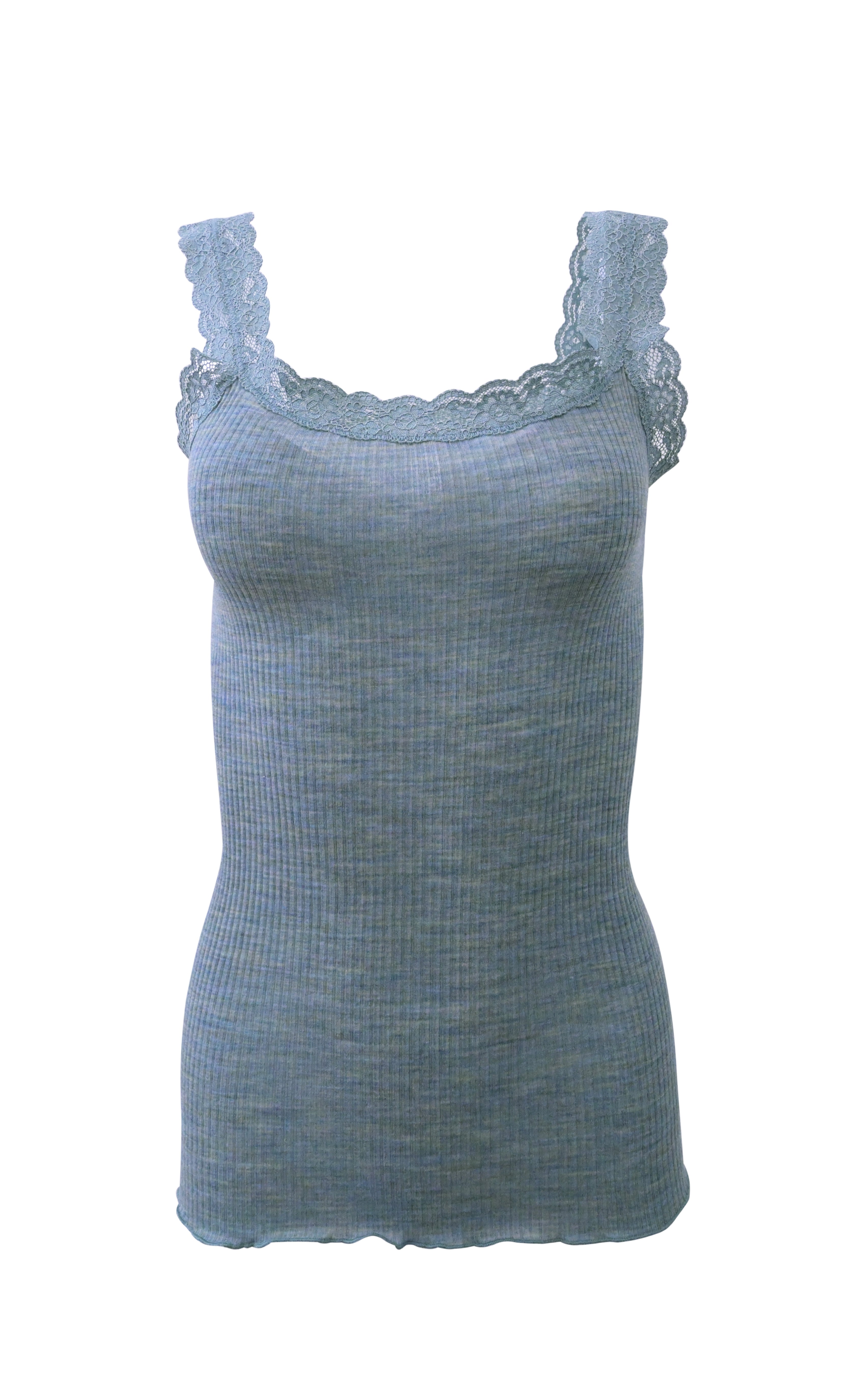 EGi Luxury Wool Silk Lace Trim Tank Top. Proudly Made in Italy (1491)