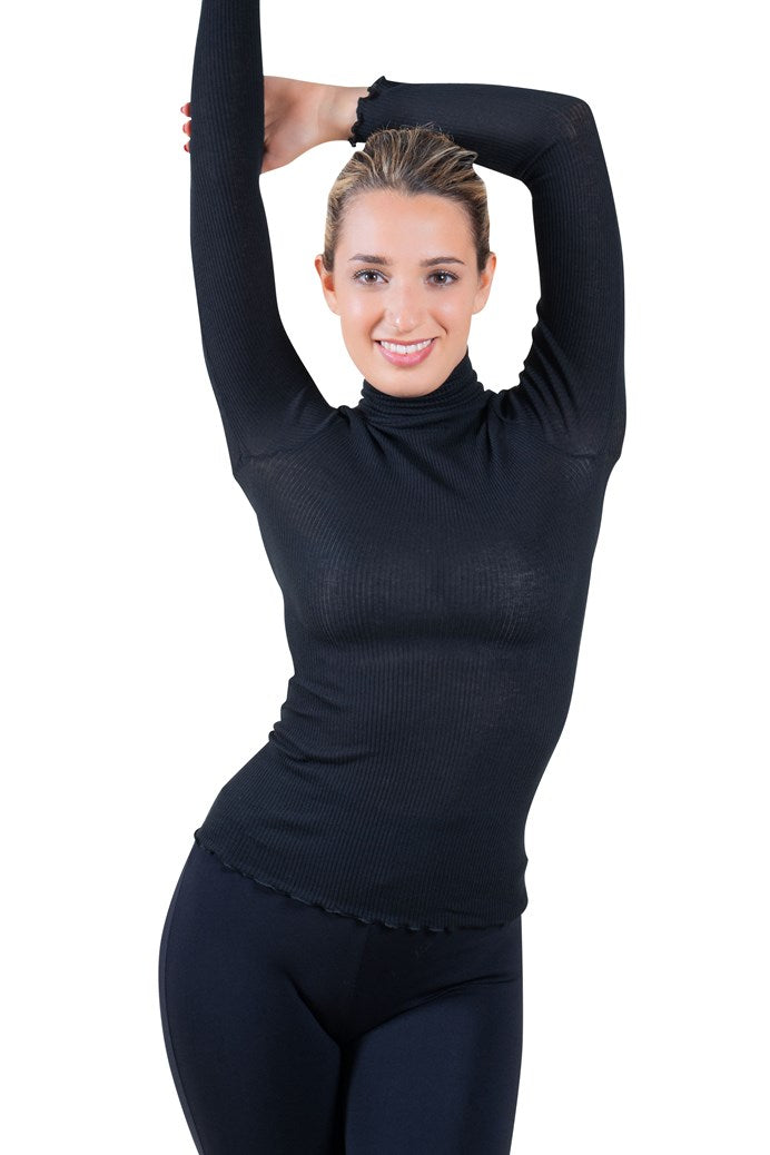 EGi Luxury Wool Silk Turtleneck Long Sleeve Top. Proudly Made in Italy (1494)