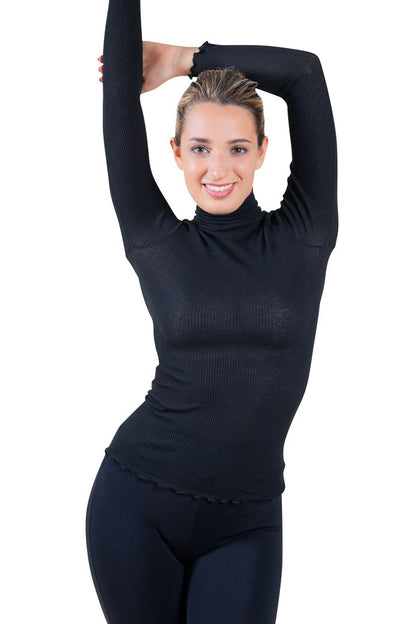 EGi Luxury Wool Silk Turtleneck Long Sleeve Top. Proudly Made in Italy (1494)