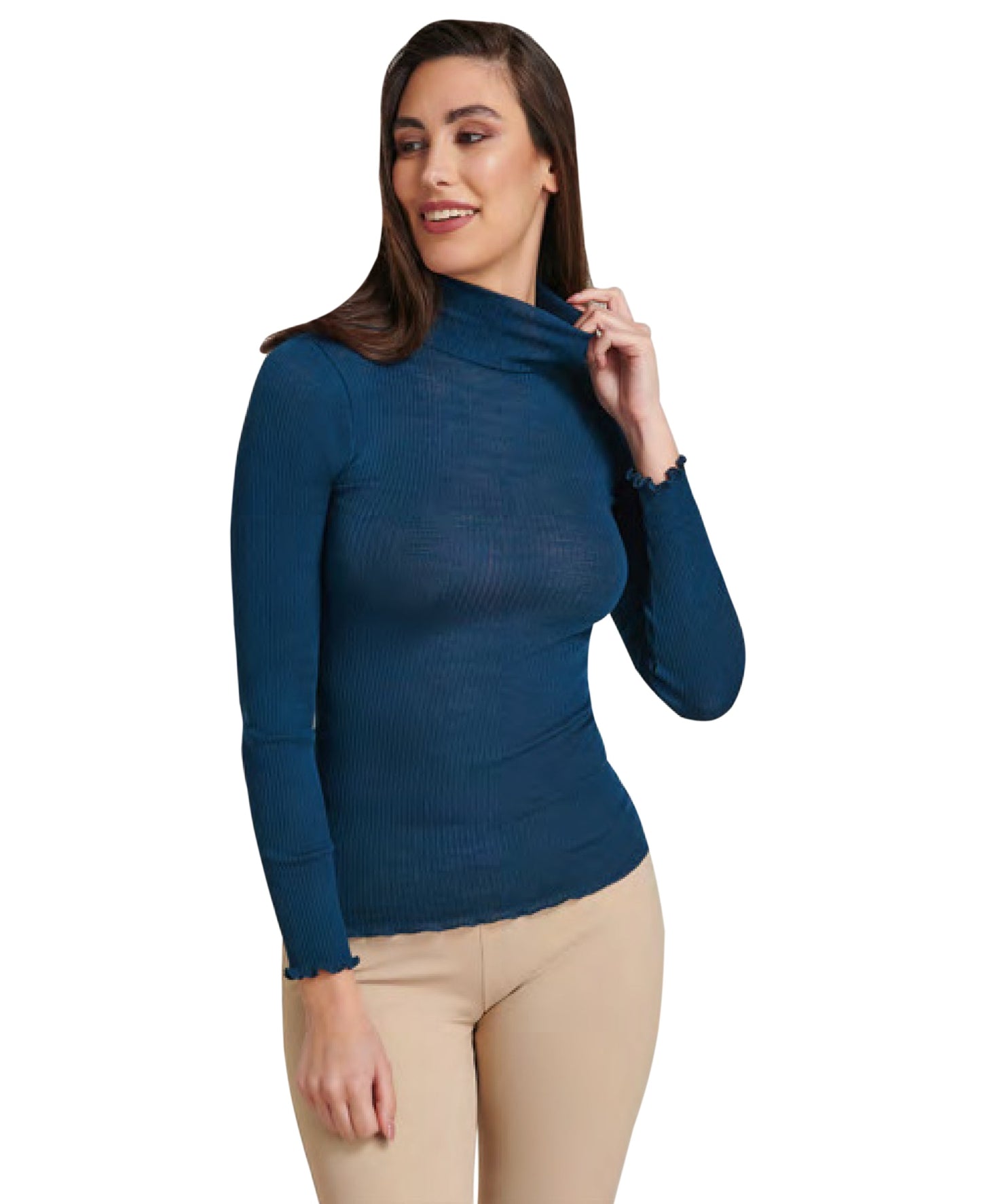 EGi Luxury Wool Silk Turtleneck Long Sleeve Top. Proudly Made in Italy (1494)
