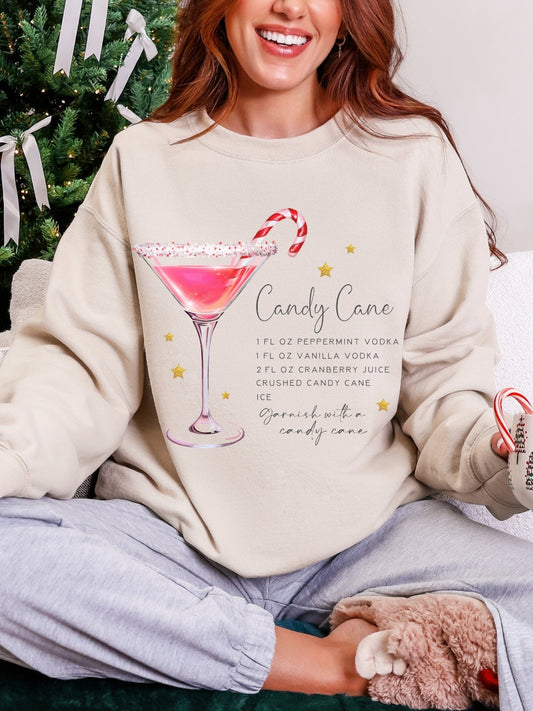 Gildan Cocktail Candy Cane Christmas Sweatshirt