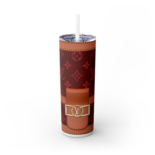 Burgundy Louie Skinny Tumbler with Straw, 20oz