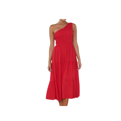 One Shoulder Smocked Dress