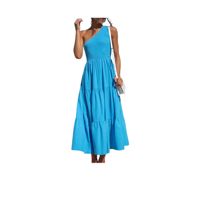 One Shoulder Smocked Dress