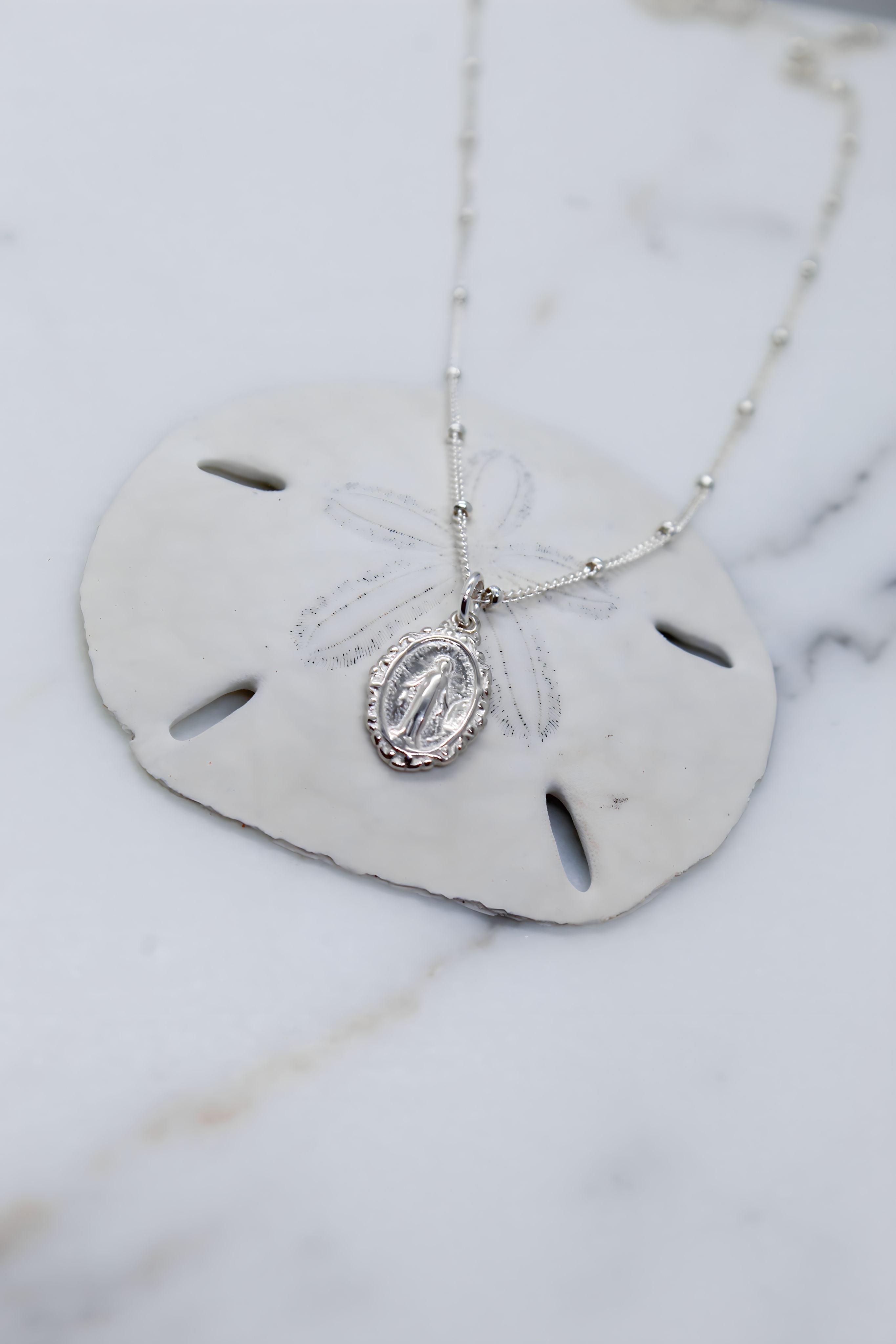 Intricate Miraculous medal necklace-Silver *Made to Order*