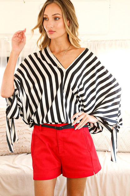 Celine Satin Tie Sleeve Blouse