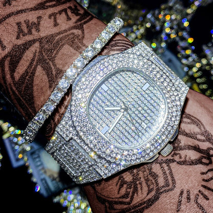 Tennis Bracelet and Watch - Gold
