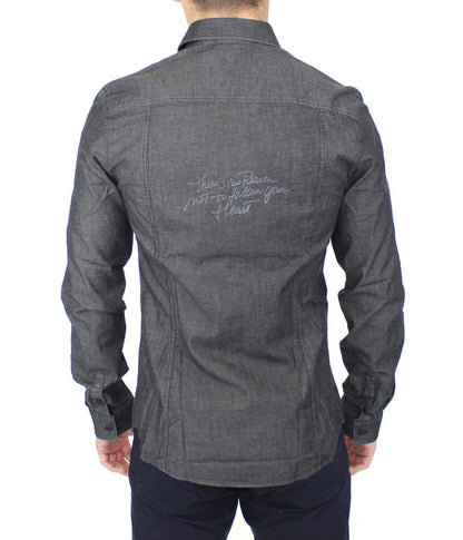 Ermanno Scervino Denim Jeans Cotton Casual Gray Stretch Shirt