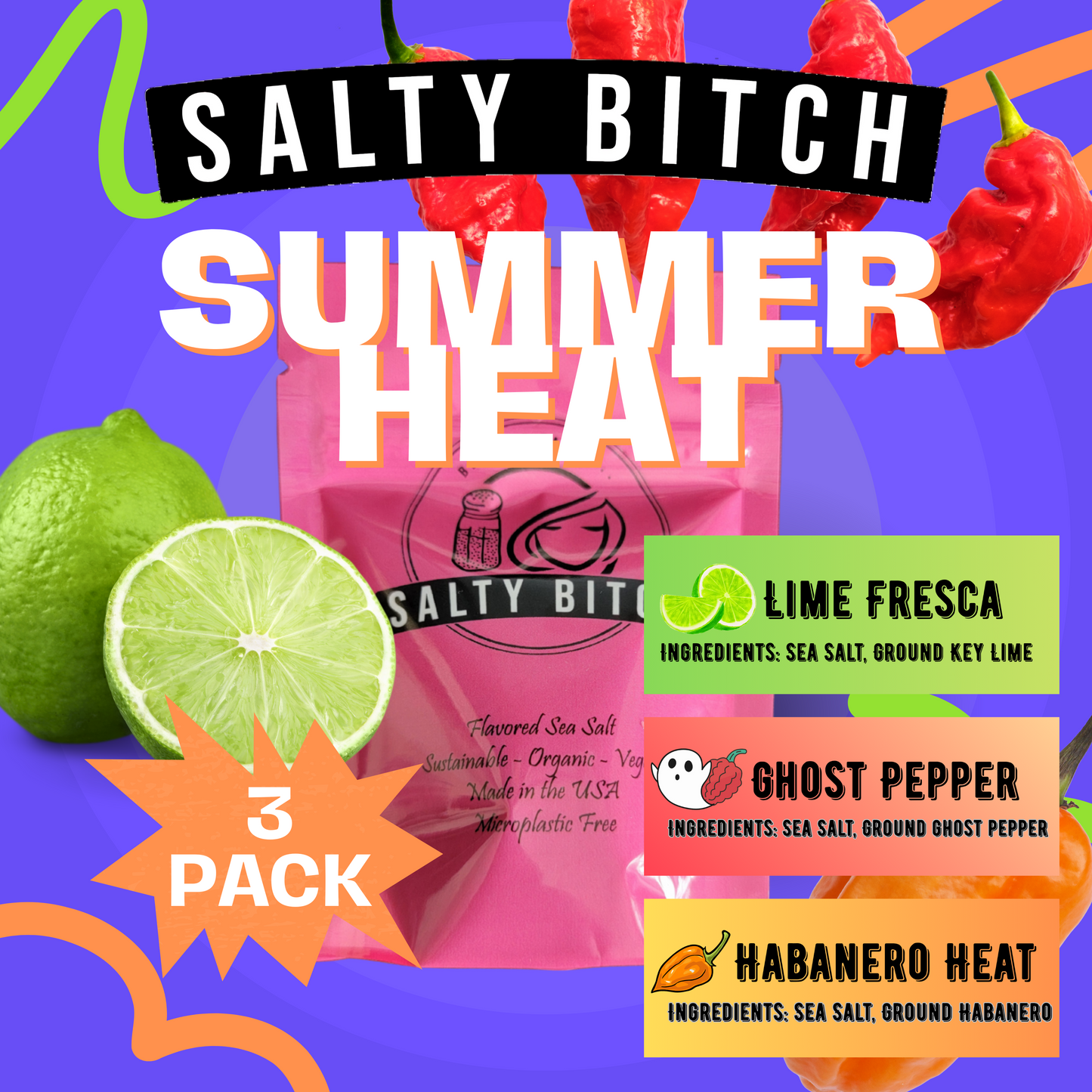 Summer Heat 3pk - Flavored Sea Salt 3PK