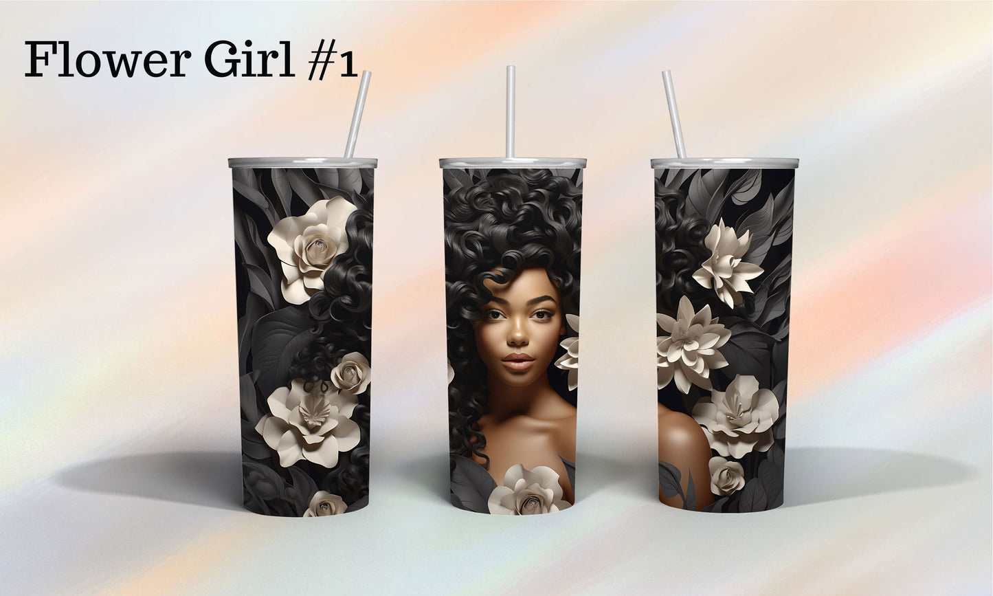 African American Girl covered in Girls Tumbler