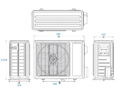 7000 BTU/h Compact Pure DC Mini Split Heat Pump w/ bracket