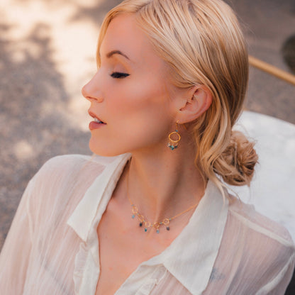 The Boho Mini Earring - Aquamarine and Iolite