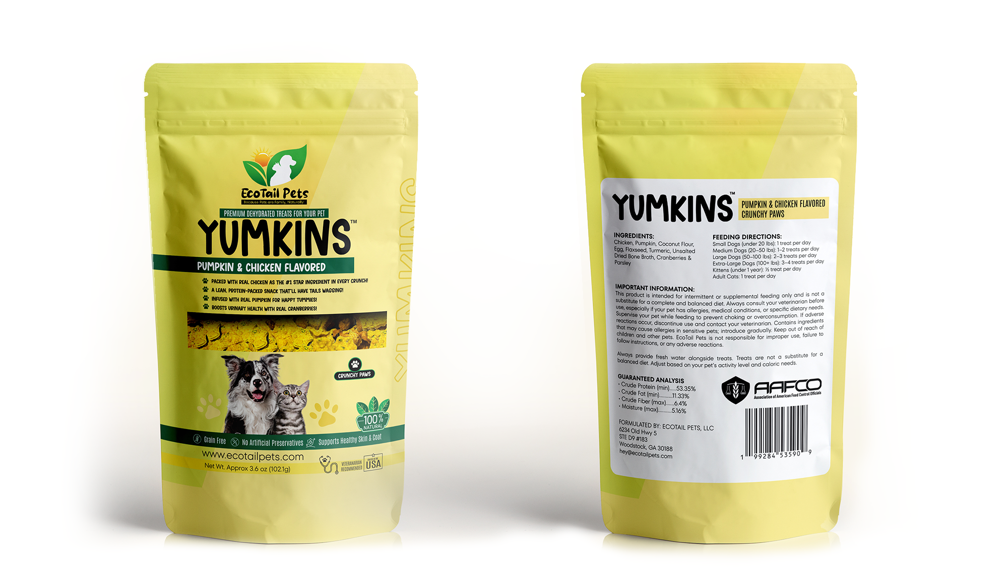 𝗦𝗨𝗕𝗦𝗖𝗥𝗜𝗣𝗧𝗜𝗢𝗡 • Yumkins™: 3 x (3.6oz) Pumpkin & Chicken Flavored Paws – Bundle