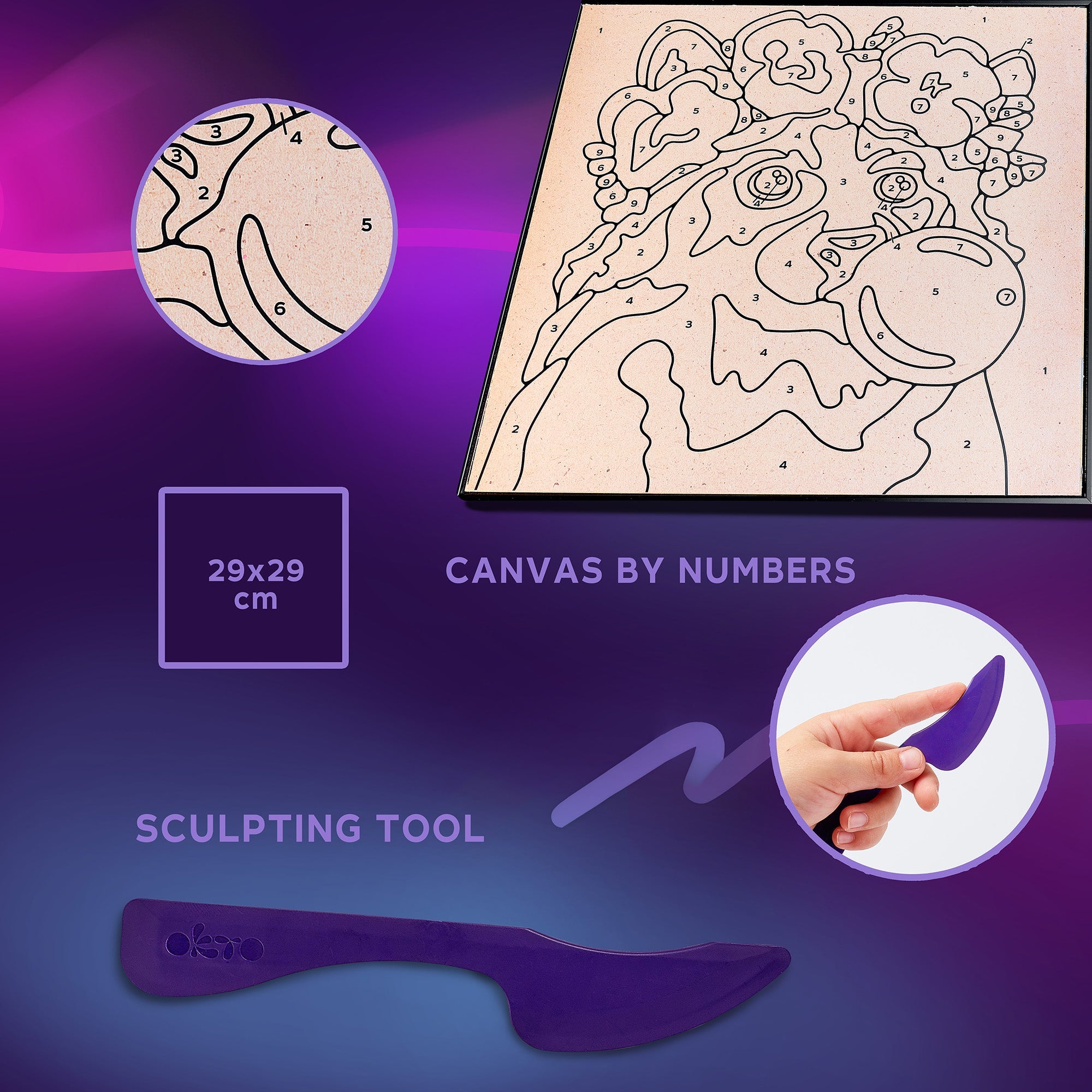 OKTO Clay-by-Numbers Kit – “Raccoon” (11.4” x 11.4”)