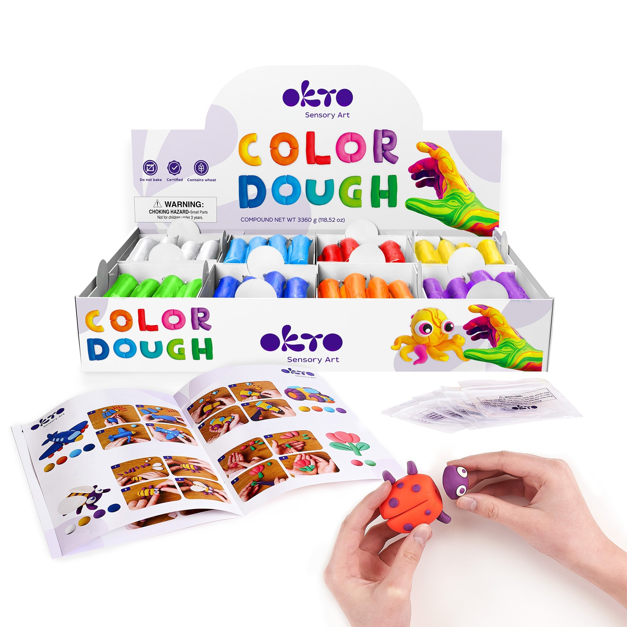 OKTO Color Dough Classpack – 96 Packs in 8 Colors (School Supplies)