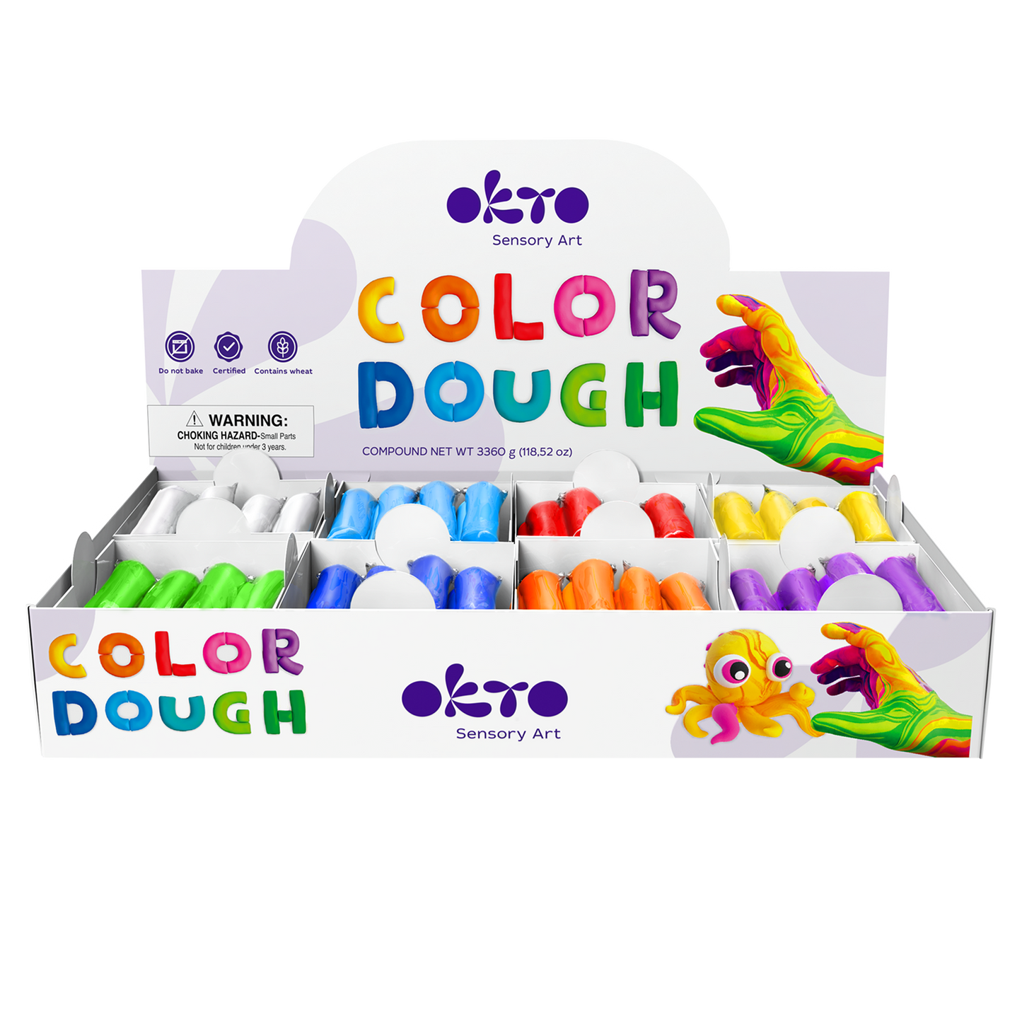 OKTO Color Dough Classpack – 96 Packs in 8 Colors (School Supplies)