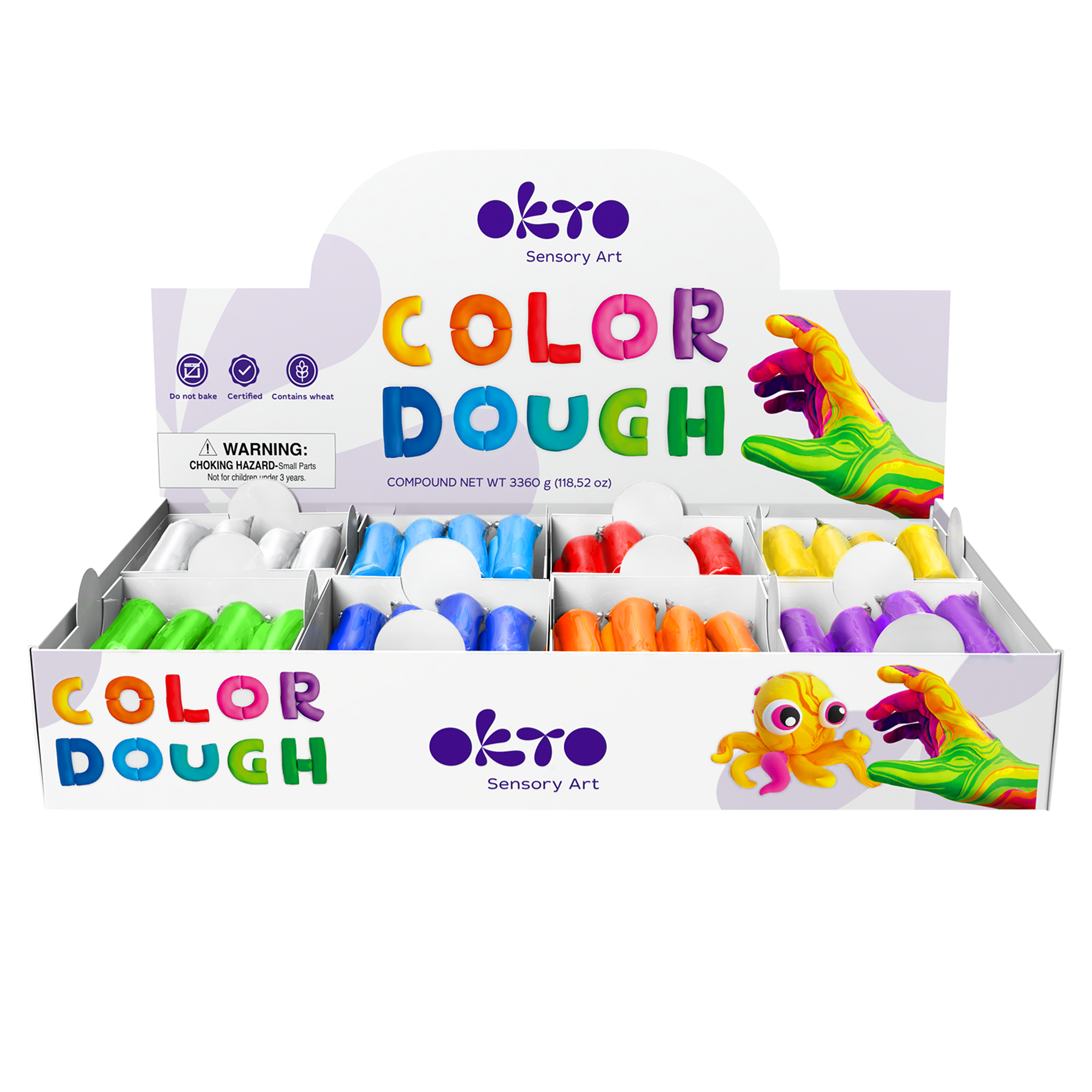 OKTO Color Dough Classpack – 96 Packs in 8 Colors (School Supplies)