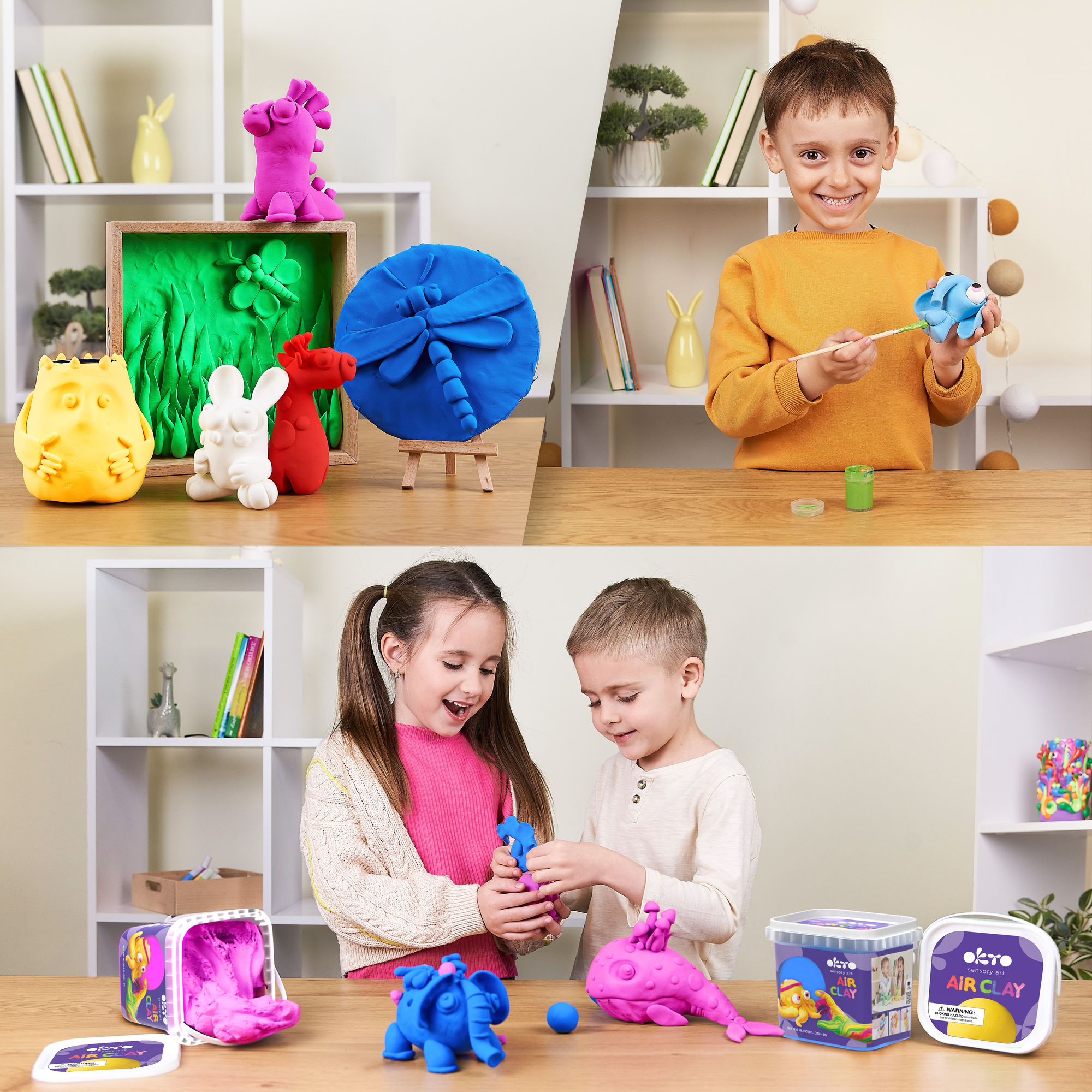 OKTO Air Dry Clay Bucket, 910 ml (31 fl oz) — Blue — Ages 8+