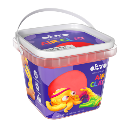 OKTO Air Dry Clay Bucket, 910 ml (31 fl oz) — Red — Ages 8+