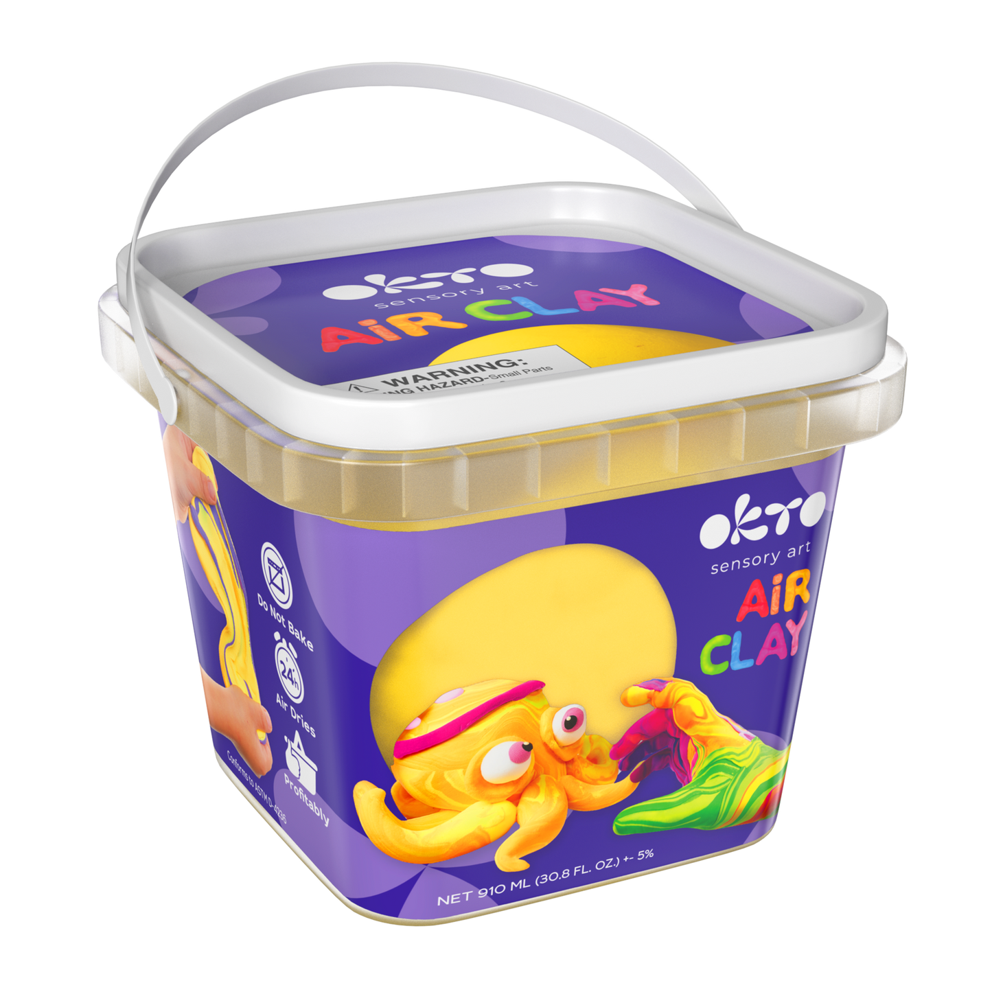 OKTO Air Dry Clay Bucket, 910 ml (31 fl oz) — Yellow — Ages 8+