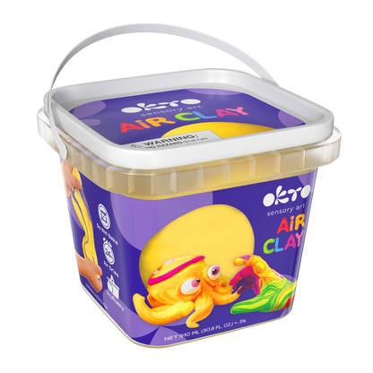 OKTO Air Dry Clay Bucket, 910 ml (31 fl oz) — Yellow — Ages 8+