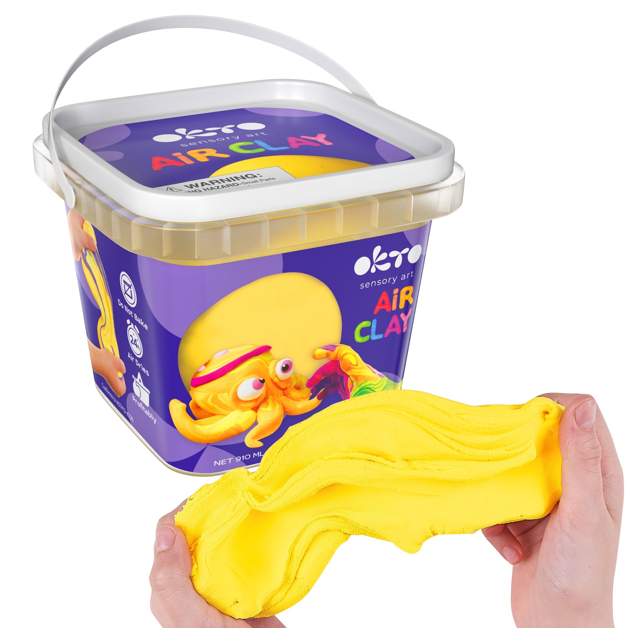 OKTO Air Dry Clay Bucket, 910 ml (31 fl oz) — Yellow — Ages 8+