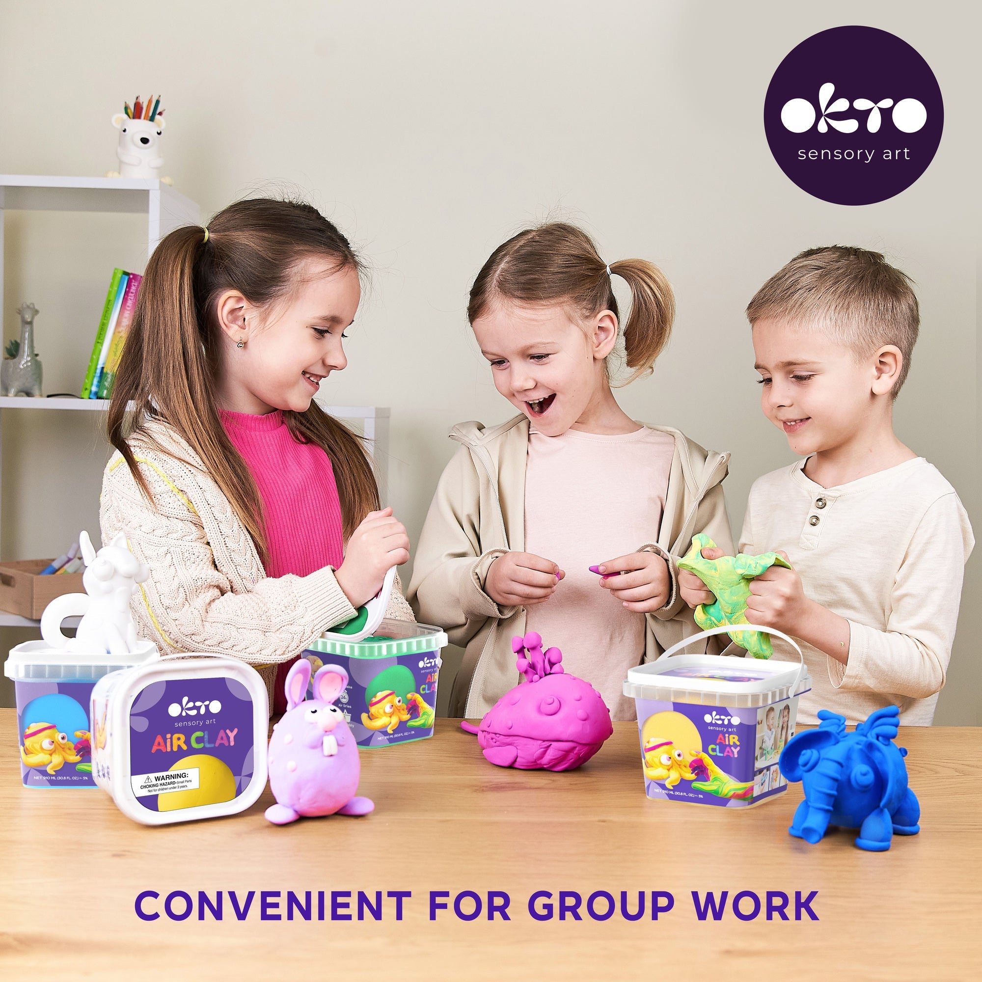 OKTO Air Dry Clay Bucket, 910 ml (31 fl oz) — Yellow — Ages 8+