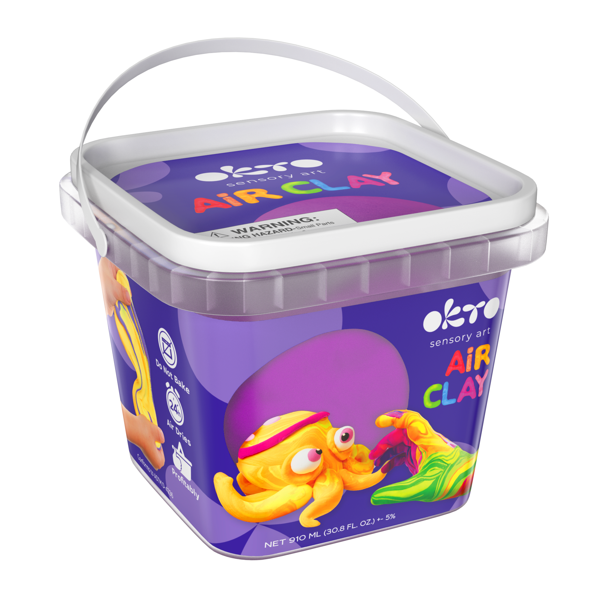 OKTO Air Dry Clay Bucket, 910 ml (31 fl oz) — Purple — Ages 8+