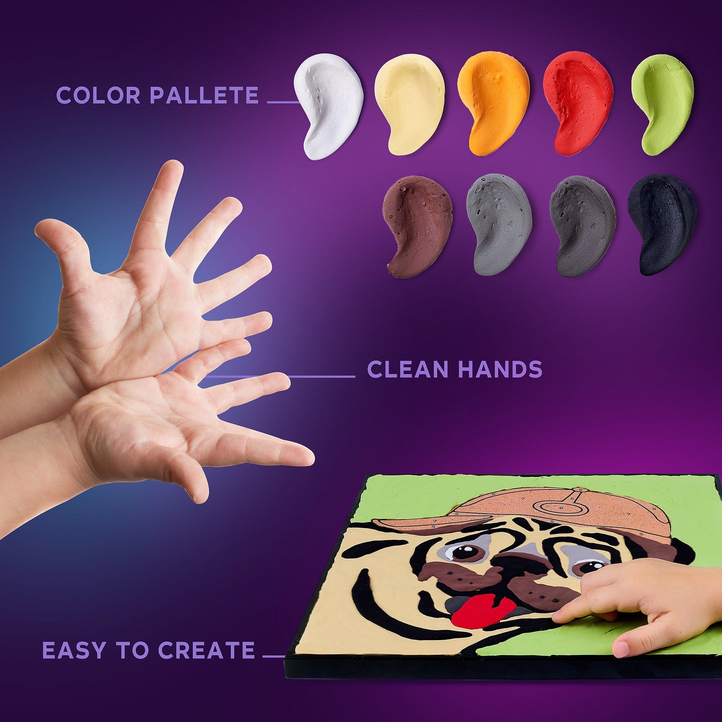 OKTO Clay by Numbers — Pug Dog — (16.54×12.01 in) — Ages 5+