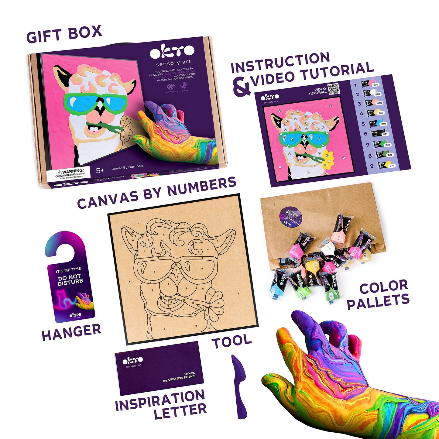 OKTO Clay by Numbers — Lama — (16.54×12.01 in) — Ages 5+