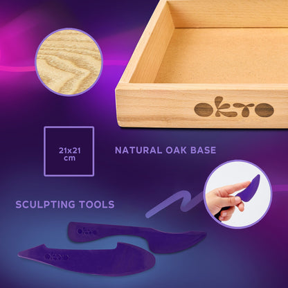 OKTO Little Worlds — Mommy Troll — Foam Air‑Dry Clay Wooden Art Kit (~8.3″ Square) — Ages 8+