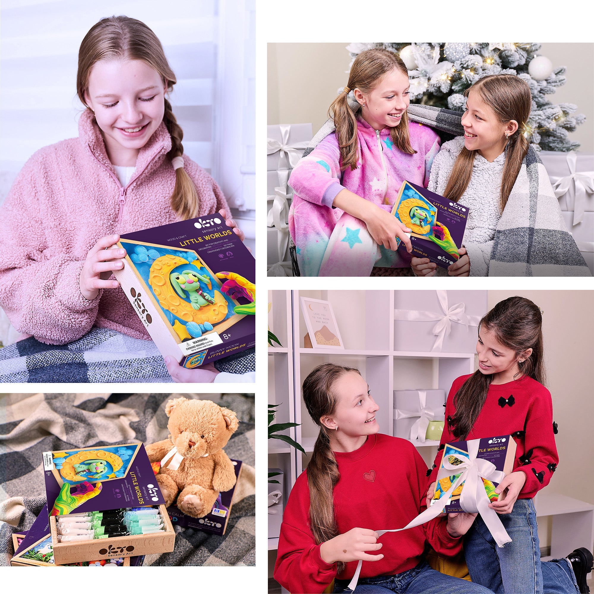 OKTO Little Worlds — Bunny on the Moon — Foam Air‑Dry Clay Wooden Art Kit (~8.3″ Square) — Ages 8+