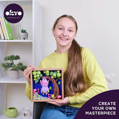 OKTO Little Worlds — Bat — Foam Air‑Dry Clay Wooden Art Kit (~8.3″ Square) — Ages 8+