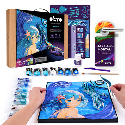 OKTO Manga Elements — Water — 3D Clay Canvas Kit (11.8×15.7 in) — Ages 10+