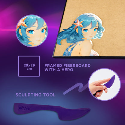 OKTO Manga Elements — Water — 3D Clay Canvas Kit (11.8×15.7 in) — Ages 10+