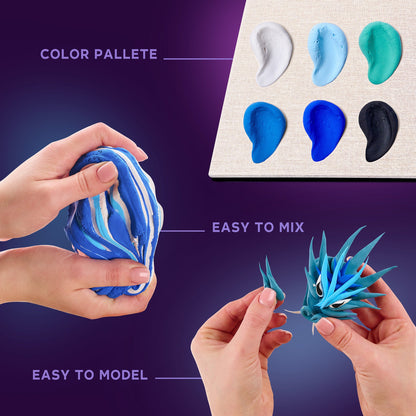 OKTO Manga Elements — Water — 3D Clay Canvas Kit (11.8×15.7 in) — Ages 10+